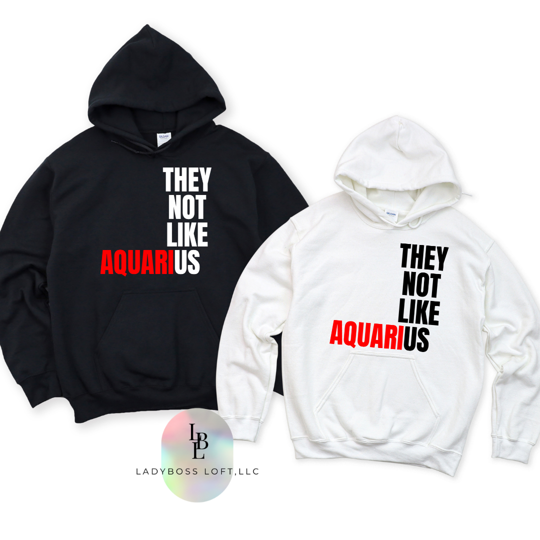 Aquarius They Not Like Us Hoodie ("They Not Like Us" Black Text)