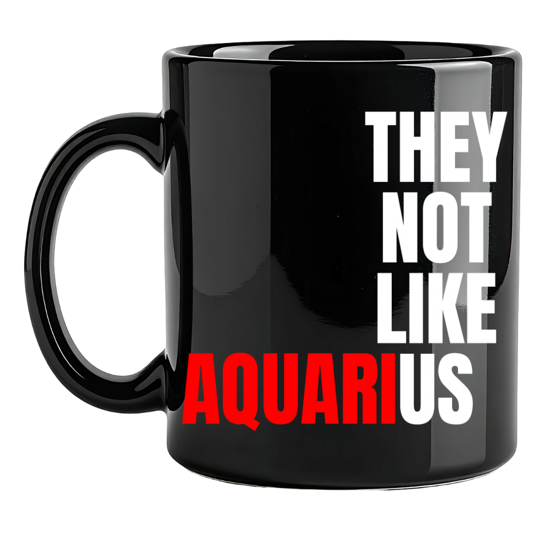 They Not Like Us Aquarius Black Classic Flat Mug – 15 oz