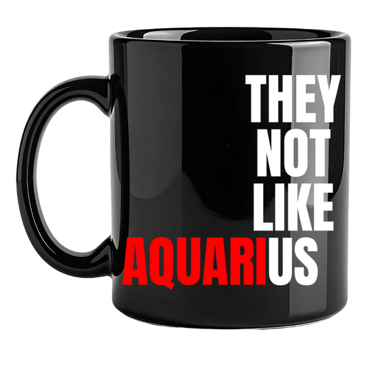 They Not Like Us Aquarius Black Classic Flat Mug – 15 oz
