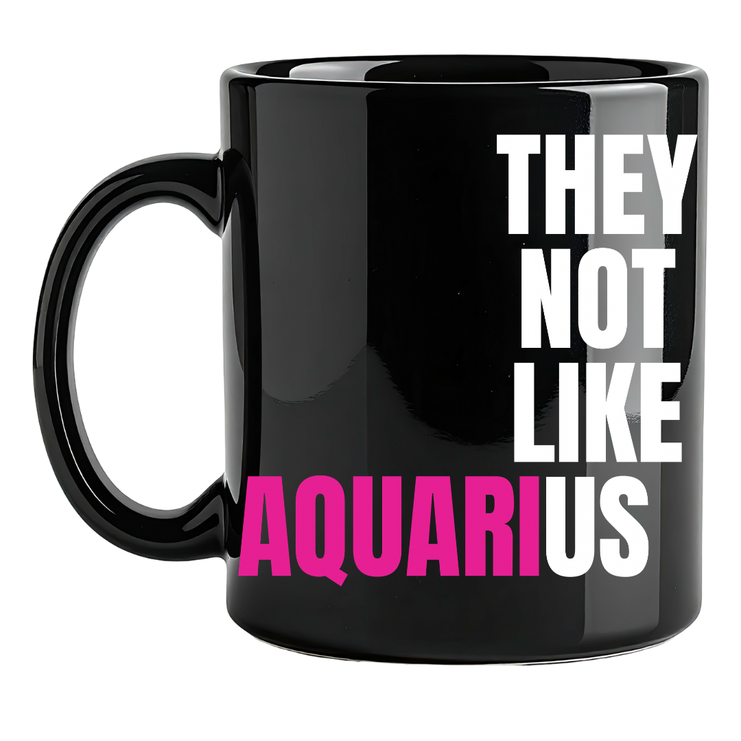 They Not Like Us Aquarius Black Classic Flat Mug – 15 oz