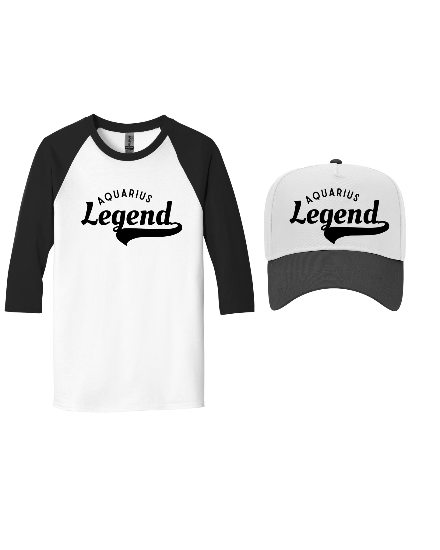 Aquarius Legend Bundle – Quarter Sleeve Baseball Tee + Snapback Hat