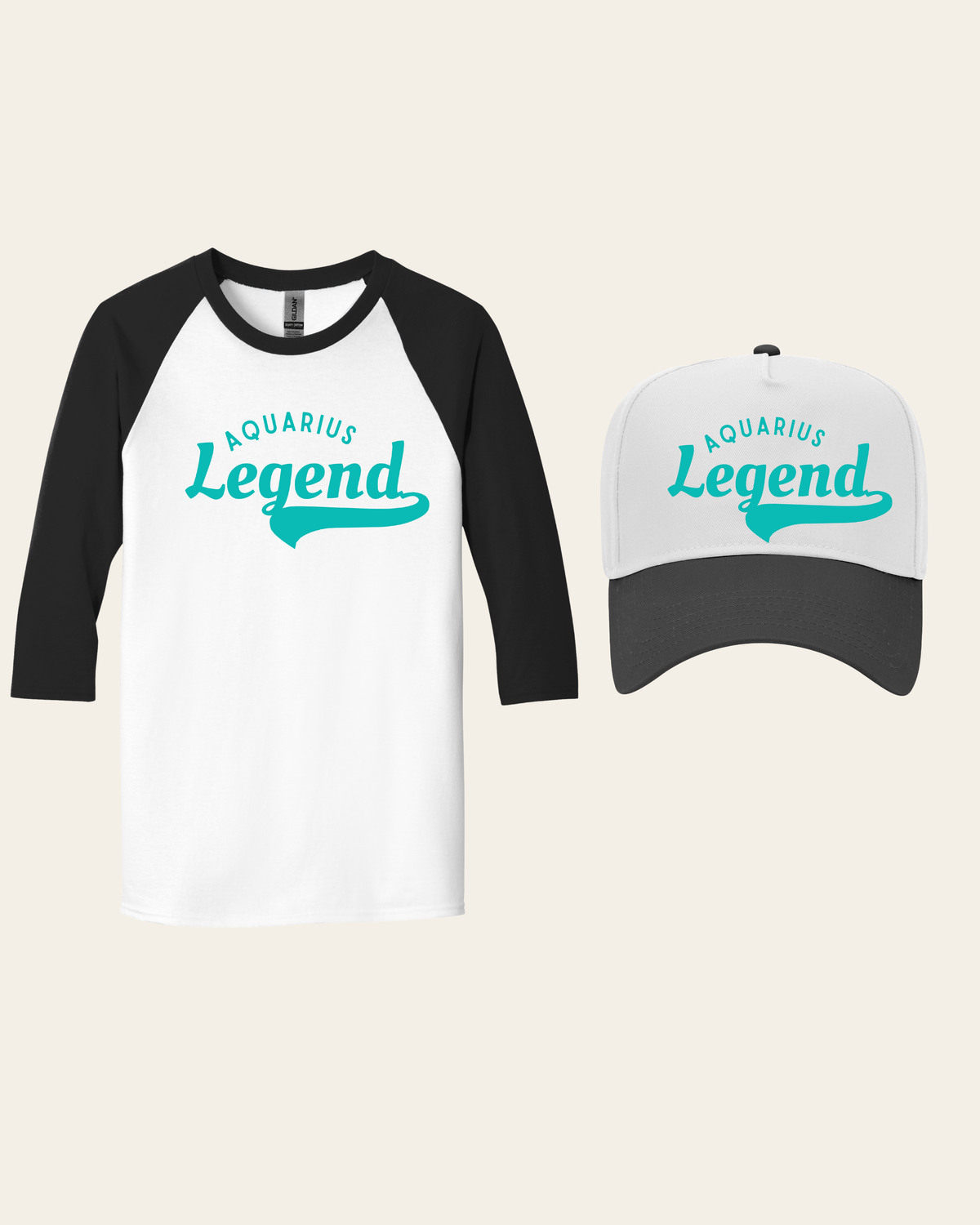 Aquarius Legend Bundle – Quarter Sleeve Baseball Tee + Snapback Hat