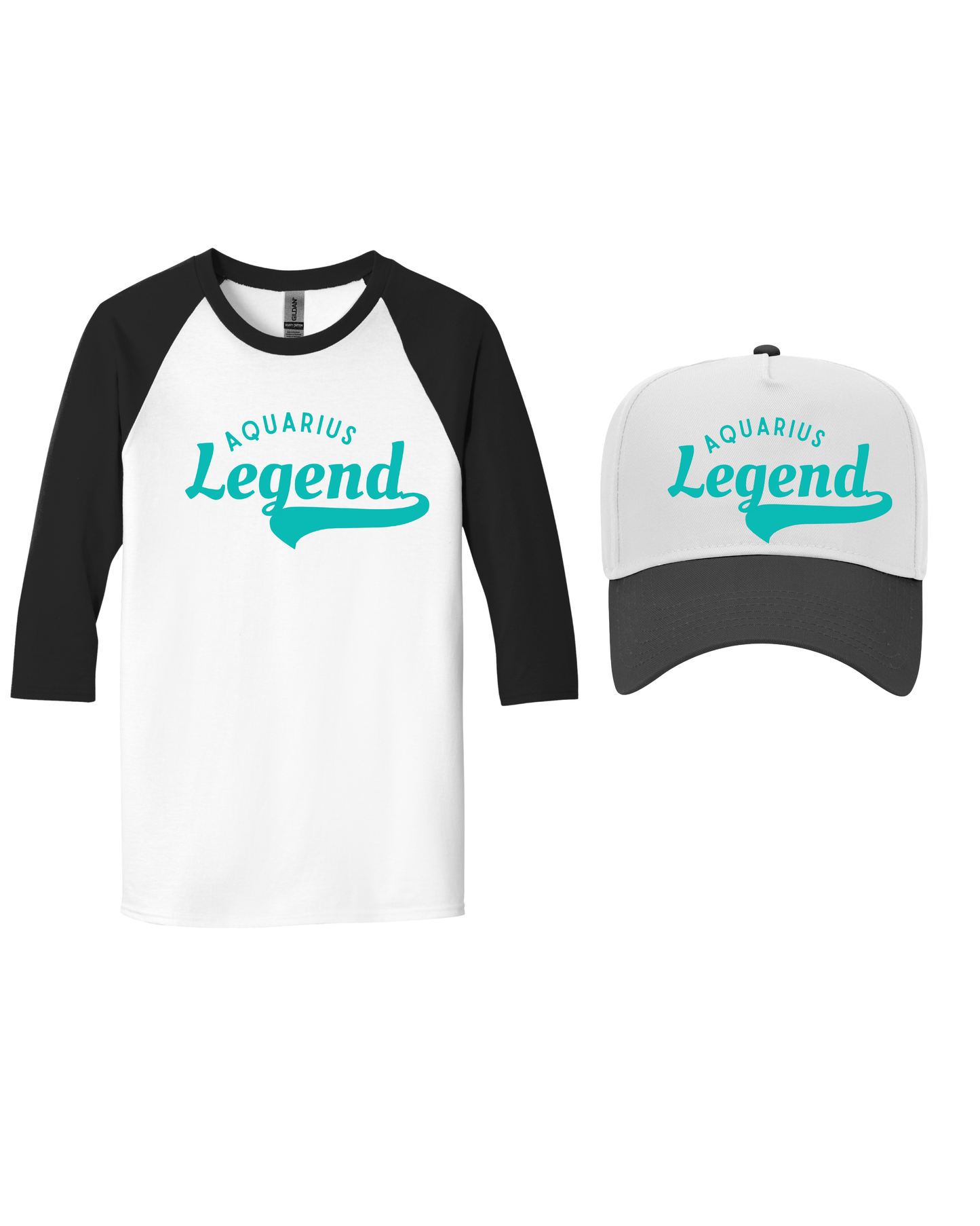Aquarius Legend Bundle – Quarter Sleeve Baseball Tee + Snapback Hat