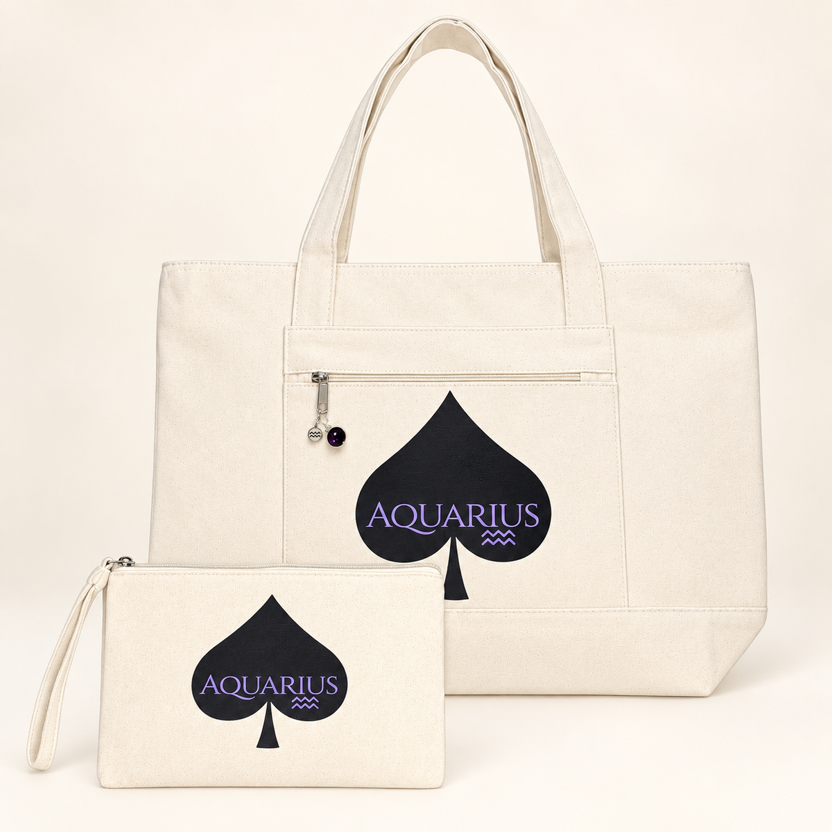 Aquarius Aces™ Spade Tote & Wristlet Set — Amethyst Edition