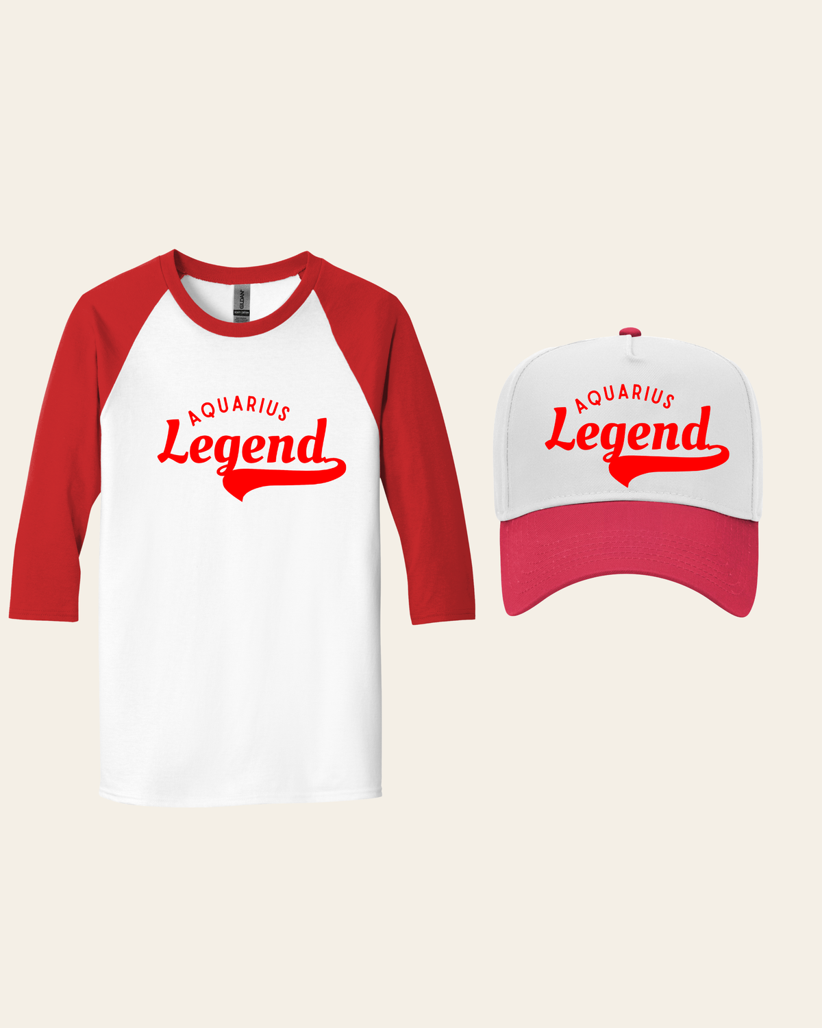 Aquarius Legend Bundle – Quarter Sleeve Baseball Tee + Snapback Hat