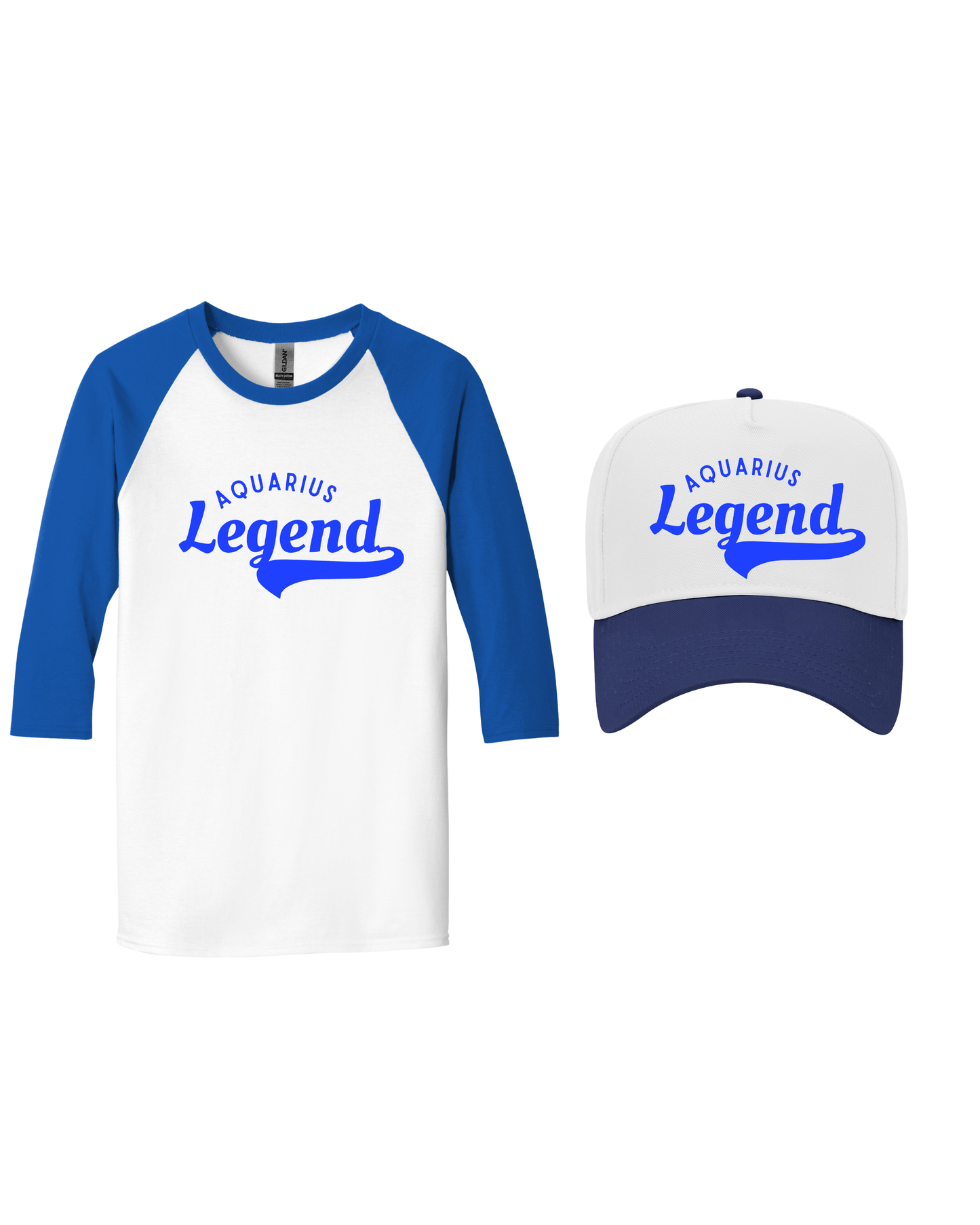 Aquarius Legend Bundle – Quarter Sleeve Baseball Tee + Snapback Hat