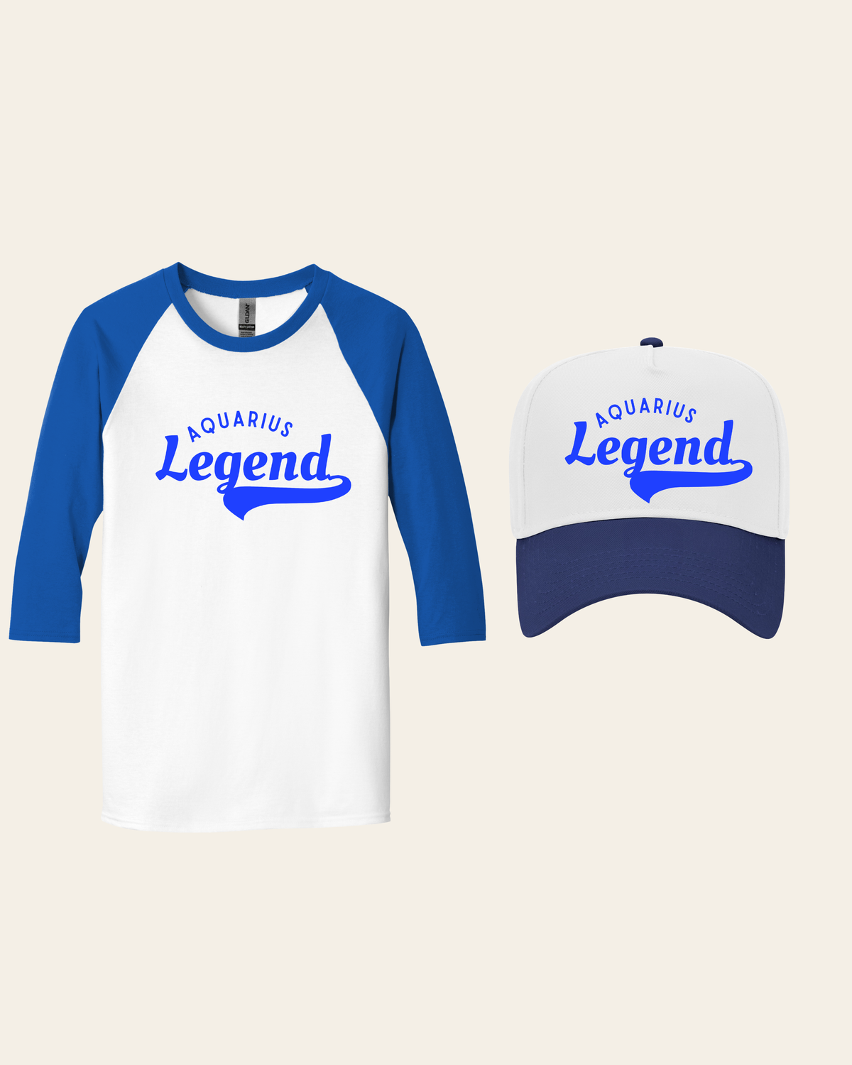 Aquarius Legend Bundle – Quarter Sleeve Baseball Tee + Snapback Hat